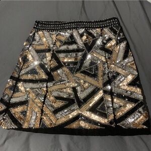 NBD Gold Sequin Mini Skirt Cocktail Night Out